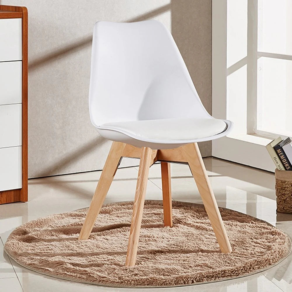 Tulip PU Padded Dining Chair with Wooden Legs