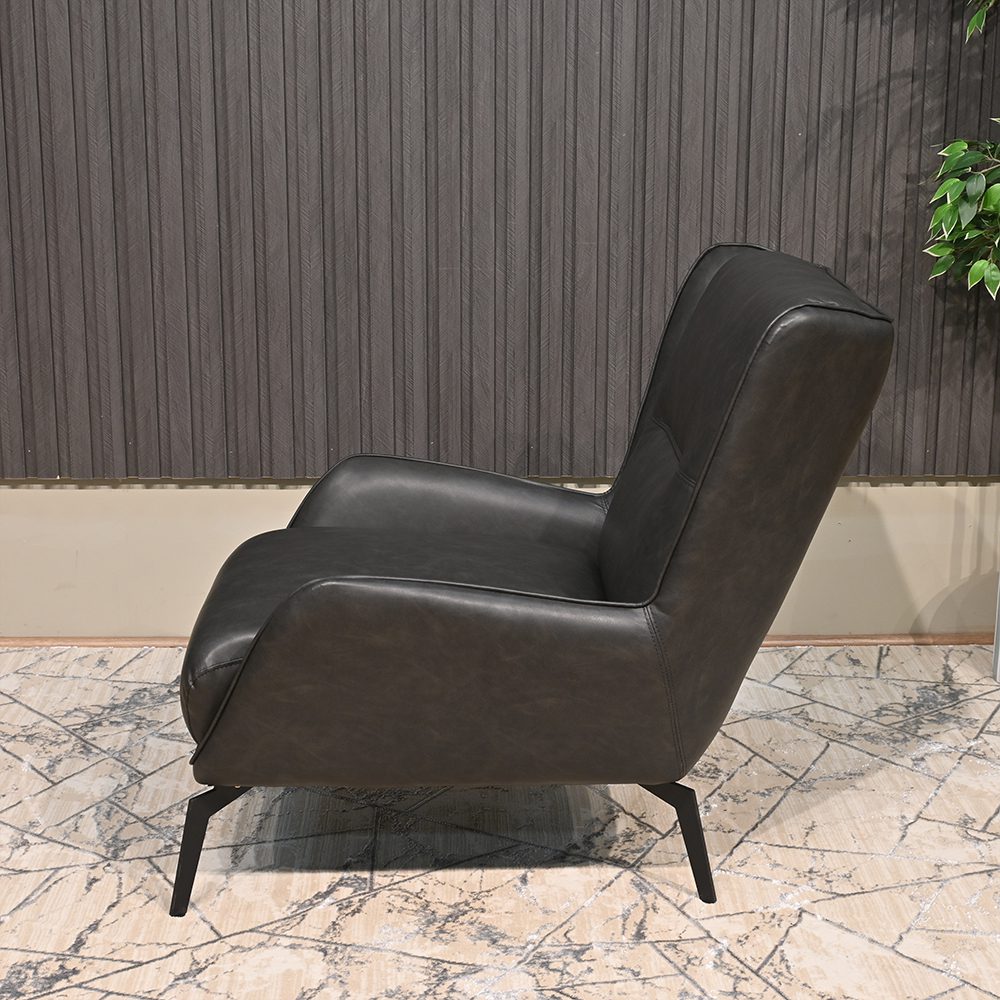 Verona Genuine Leather Lounge Chair, With Footrest