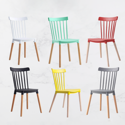 Eva Durable Plastic Dining Chair with Wooden Legs