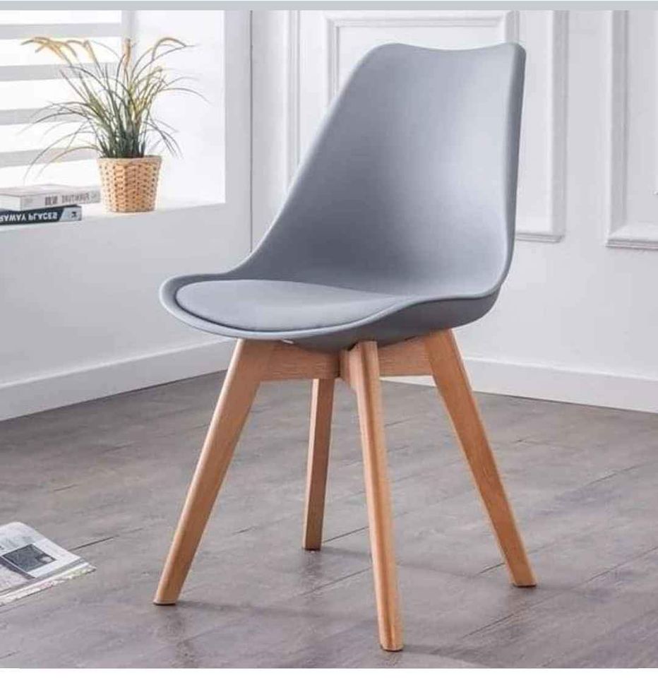 Tulip PU Padded Dining Chair with Wooden Legs