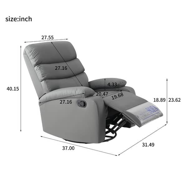 Eden Hybrid Leather Recliner, Rocking and Revolving
