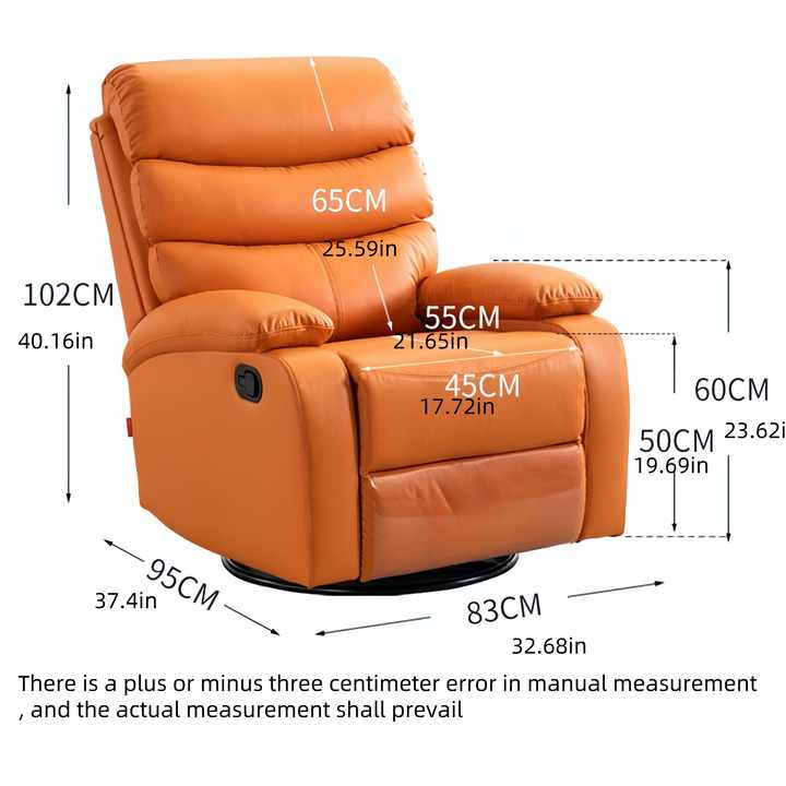 Eden Hybrid Leather Recliner, Rocking and Revolving