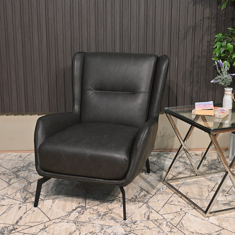 Verona Genuine Leather Lounge Chair, With Footrest