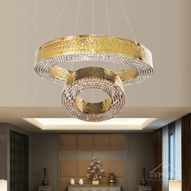 Auro 2 Ring Crystal Chandelier