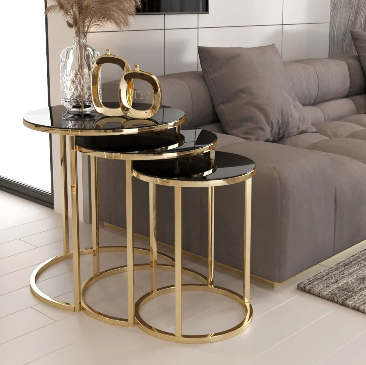 Aras Nesting Table Set (Gold)