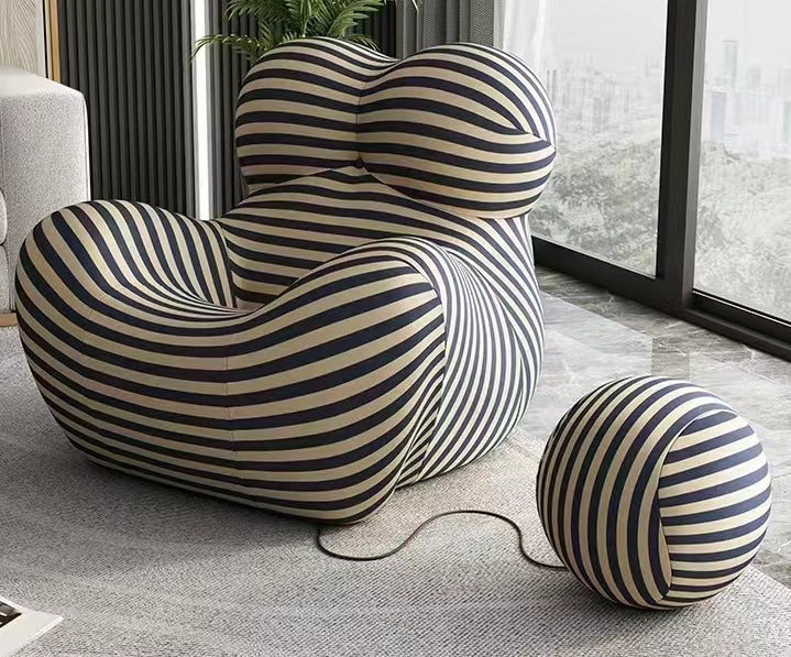 Bobby Hybrid Fabric Comfy Lounge Chair, with Ball footrest