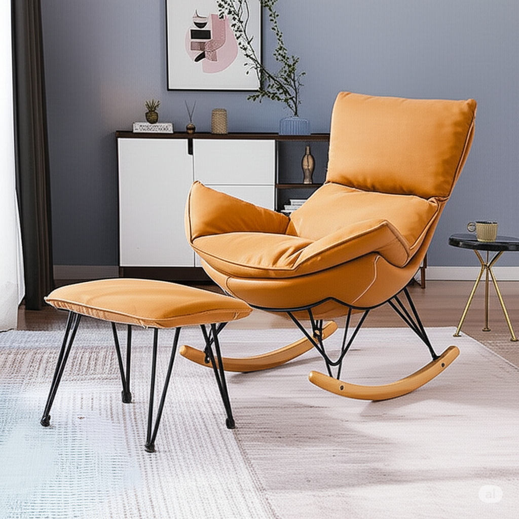 Snoozy Rocking Lounge Chair With Footrest