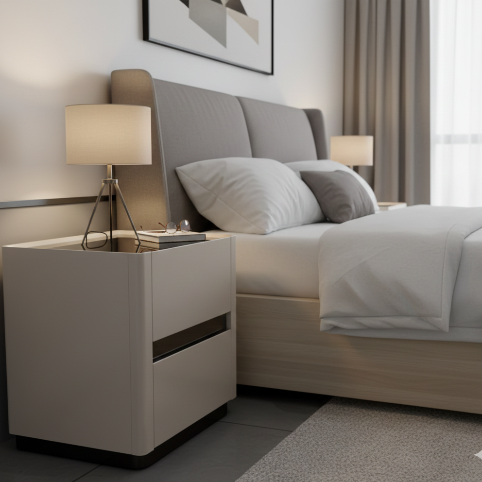 Bursa Bedside Table, Modern Nightstand with Storage, Solid Wood Construction, Compact Design, Bedroom Furniture – Walnut Finish