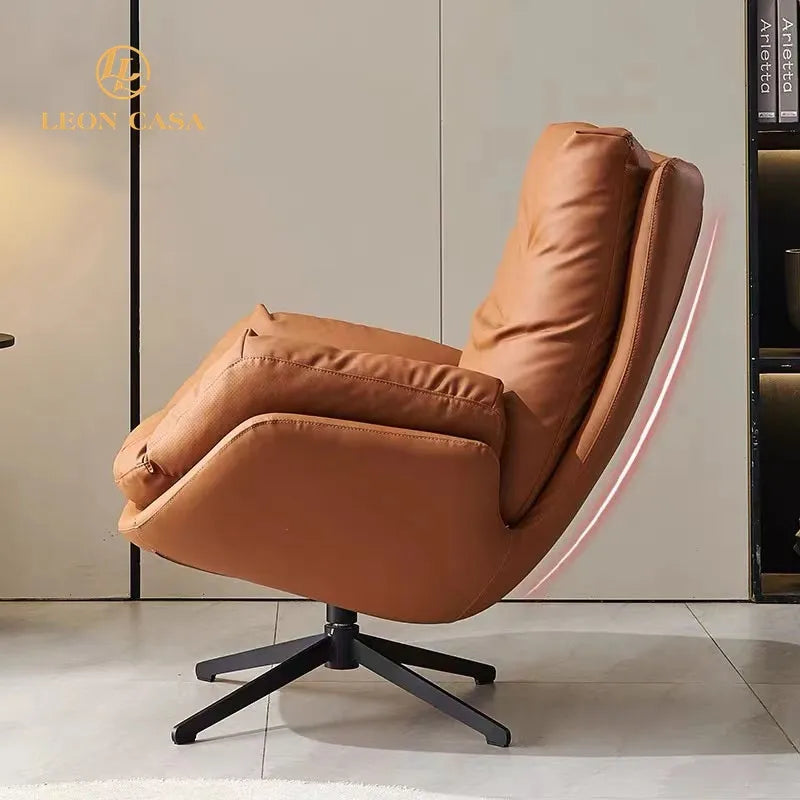 Hermes Texture Fabric Swivel Lounge Chair, with foortrest