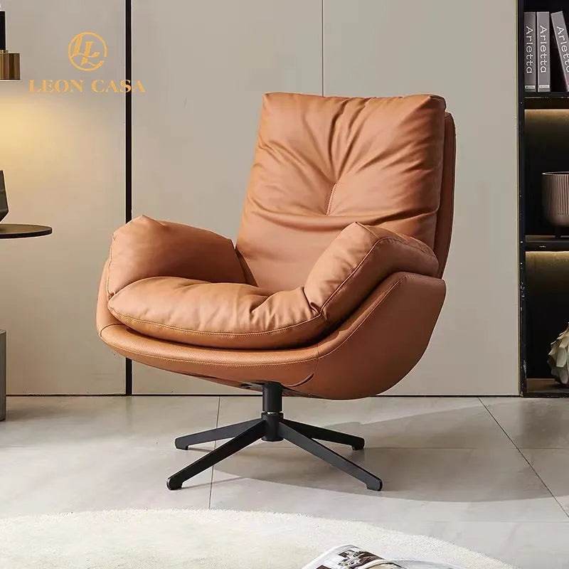 Hermes Texture Fabric Swivel Lounge Chair, with foortrest