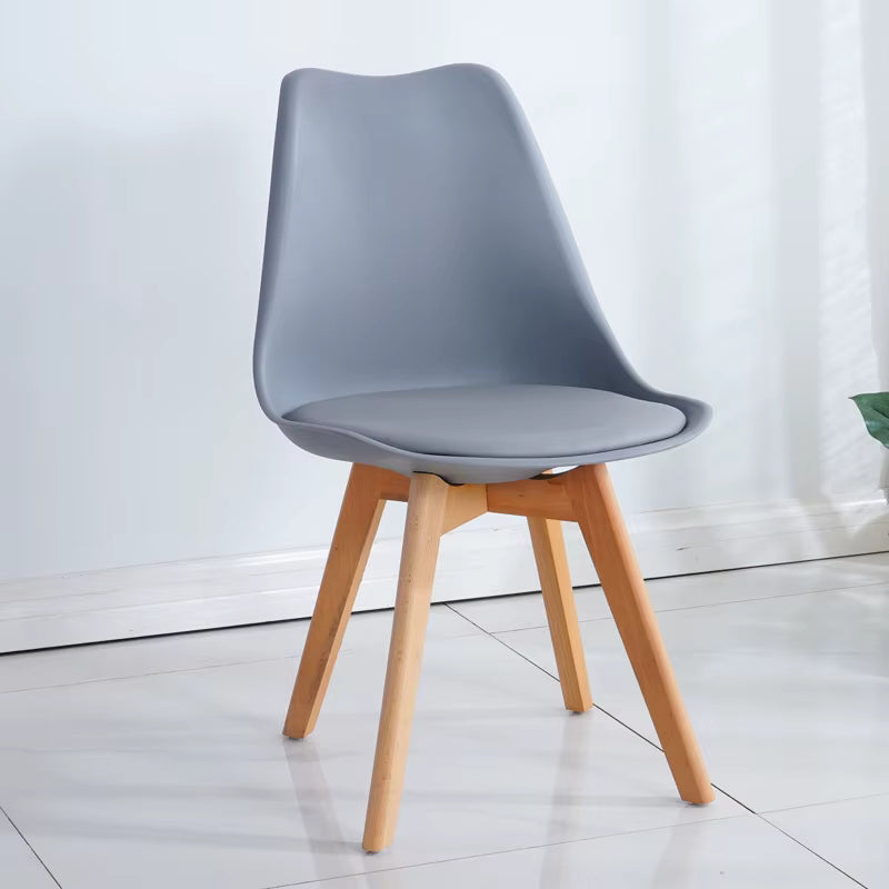 Tulip PU Padded Dining Chair with Wooden Legs