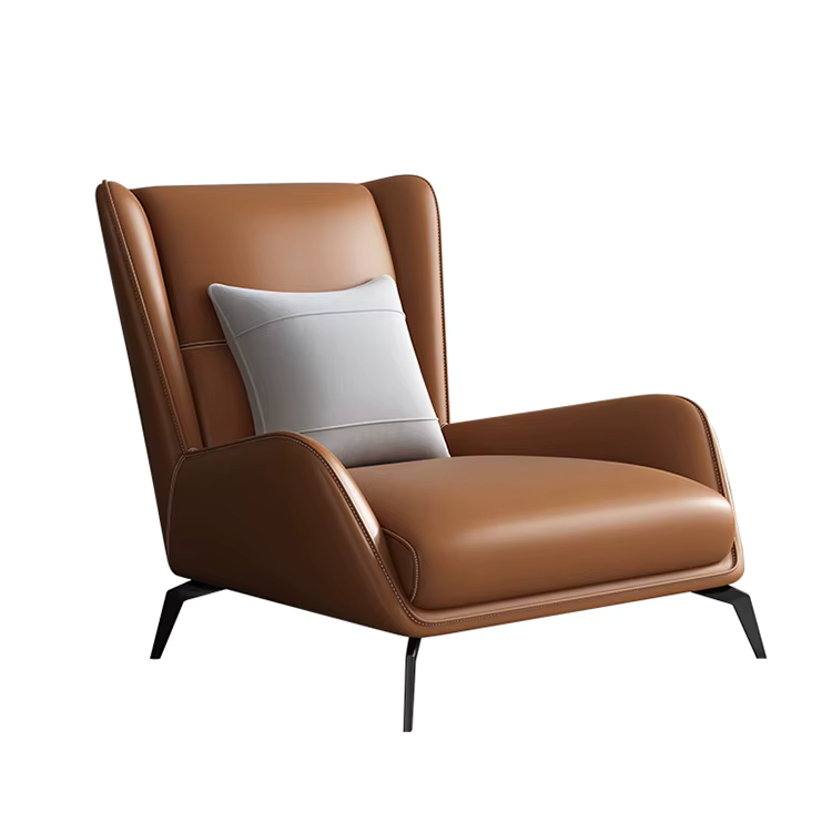 Verona Genuine Leather Lounge Chair, With Footrest