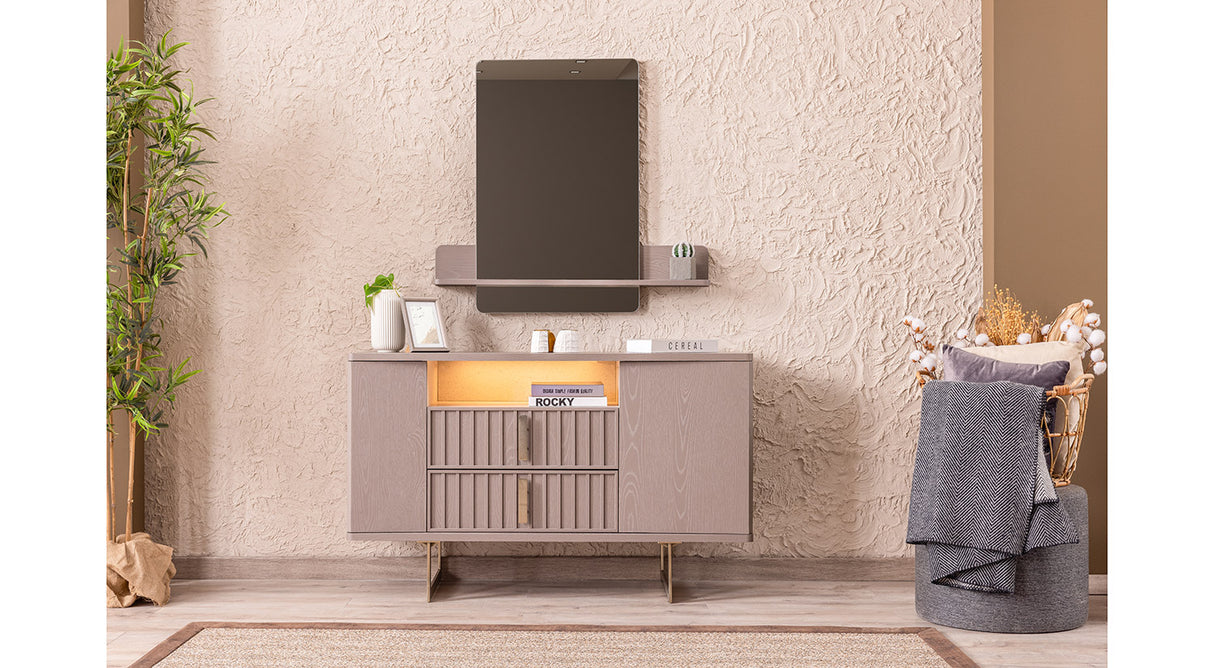 Latte Dresser with Mirror