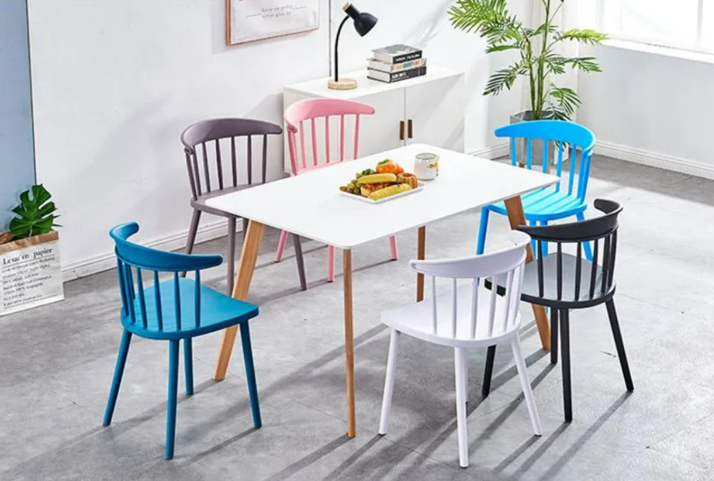 EVA Curve back Durable Plastic Cafe Chair with Metal Legs