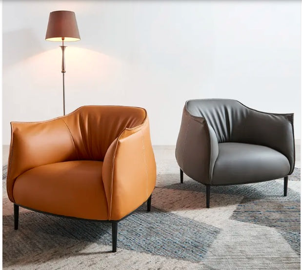 Solo Sofa Chair - Modern Single Armchair | Curvy Armrests & Fluffy Backrest | Sleek Metal Legs | Versatile Accent Chair for Living Room & Office | Meeshan Furniture