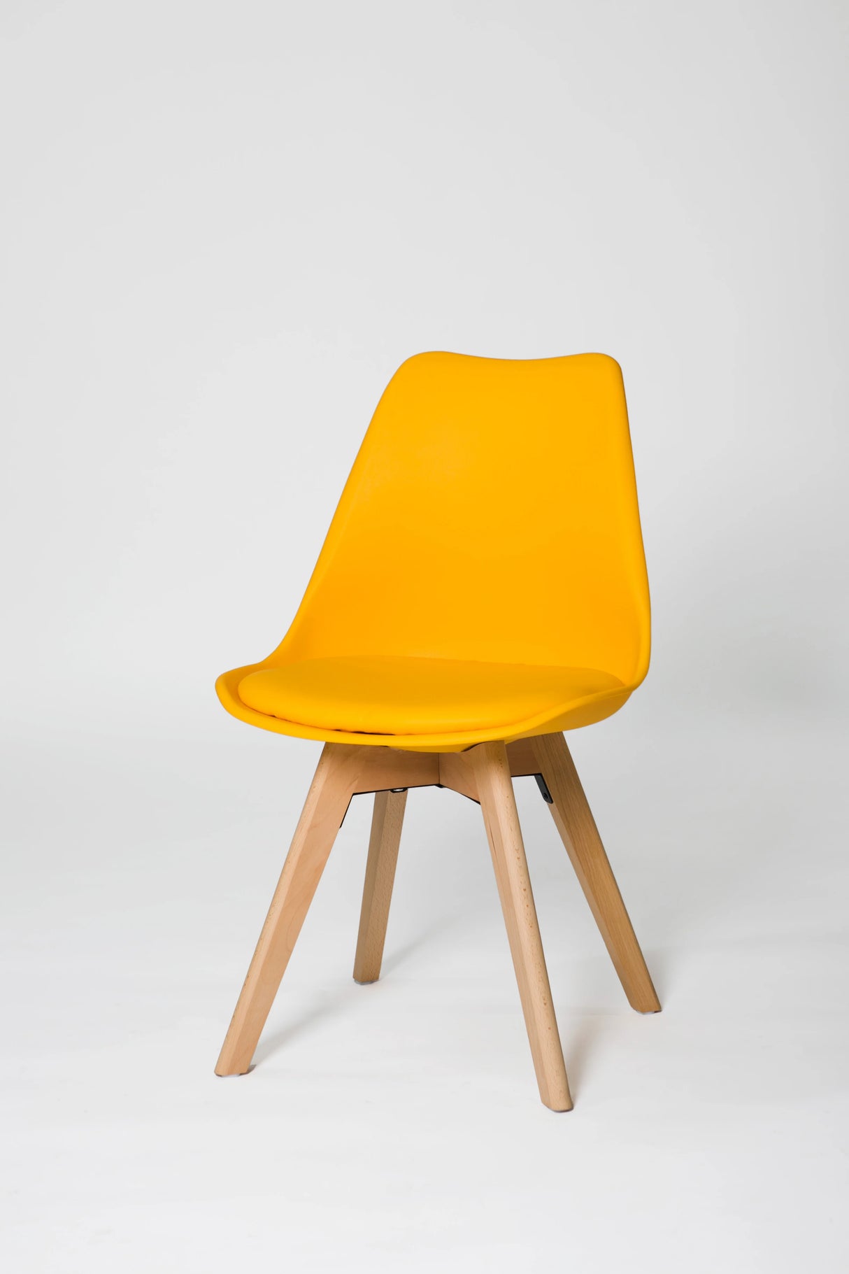 Tulip PU Padded Dining Chair with Wooden Legs