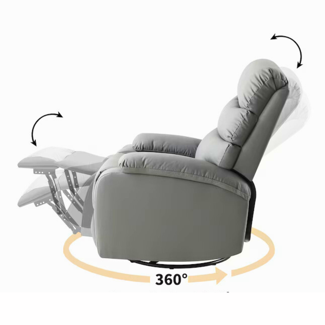 Eden Hybrid Leather Recliner, Rocking and Revolving