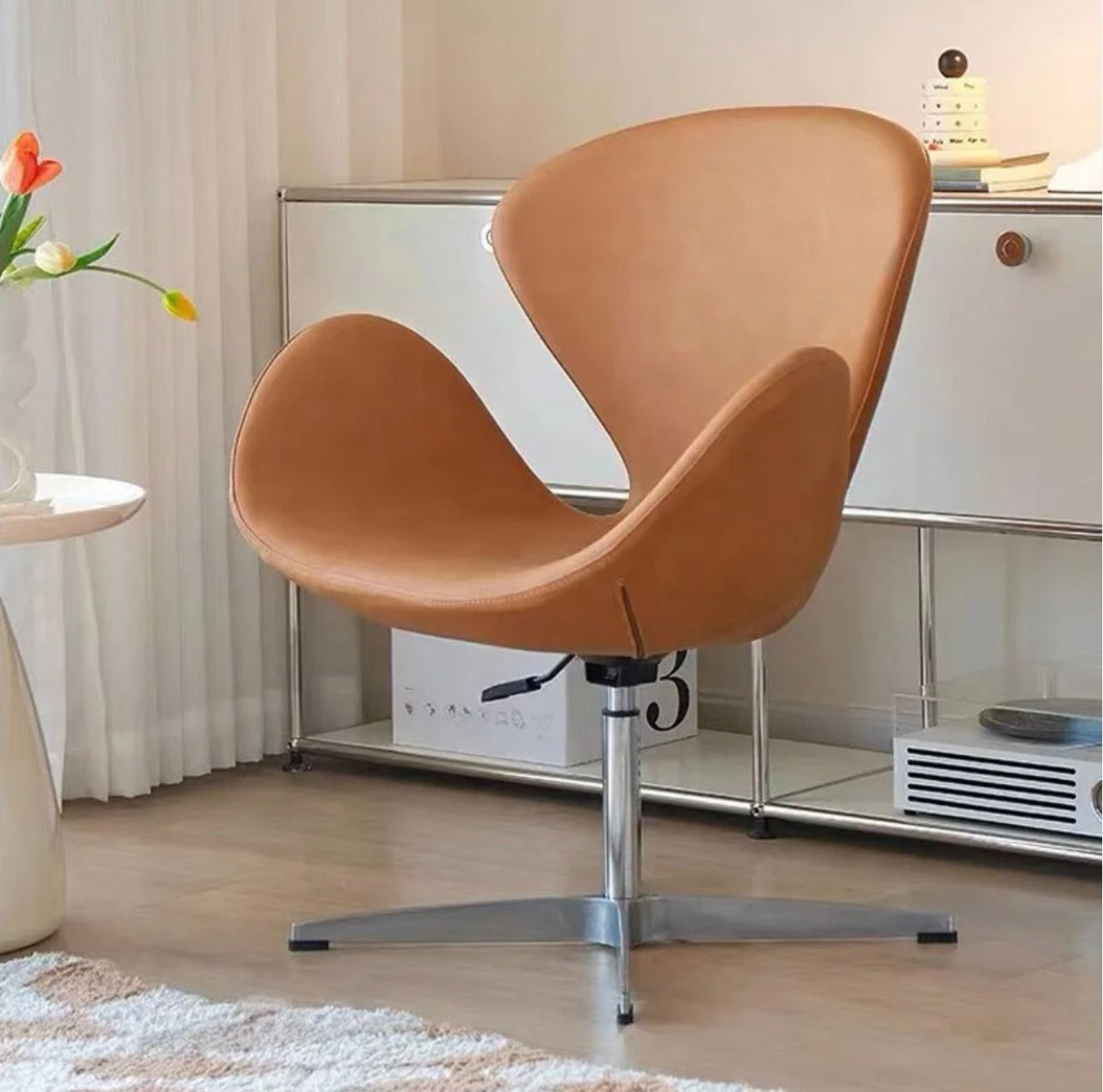 Swan Leather Lounge Arm Chair