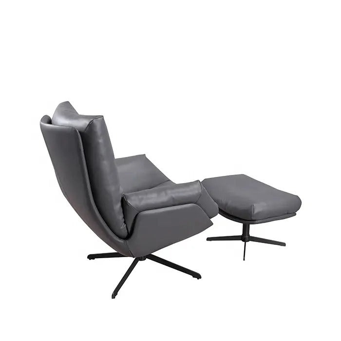 Hermes Texture Fabric Swivel Lounge Chair, with foortrest