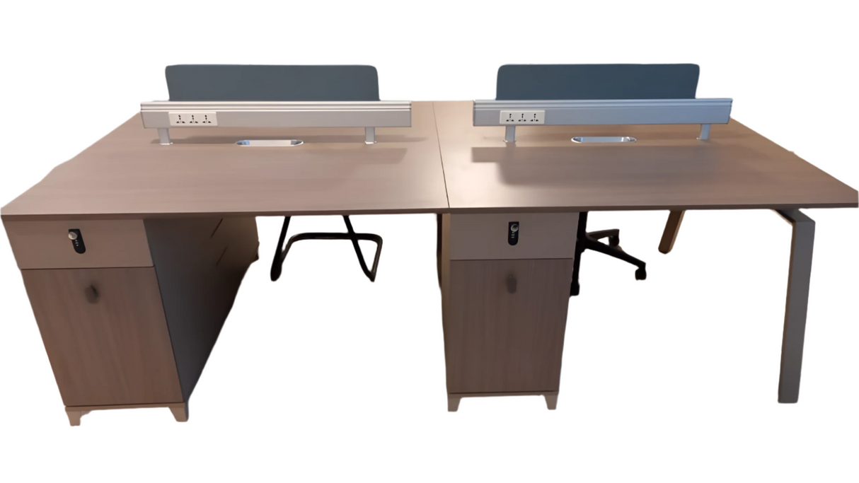 Letic 4 person ( 4x8 ft ) Workstation with 4 built in sockets - Premium E1 Grade Environmental Friendly & 100% IMPORTED