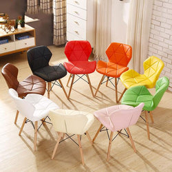 Butterfly PU Leather Kitchen Dining Chair With Wooden Legs