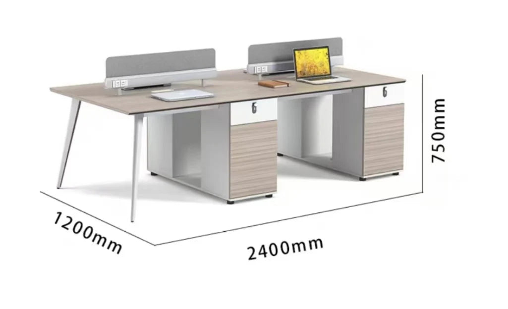 Letic 4 person ( 4x8 ft ) Workstation with 4 built in sockets - Premium E1 Grade Environmental Friendly & 100% IMPORTED