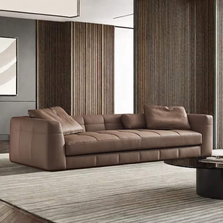 Rustic Sofa Set | Classic Square Pattern Design | Premium Wood Sofa | Fluffy Cushioning | Timeless Craftsmanship | Modern Comfort | Meeshan Furniture