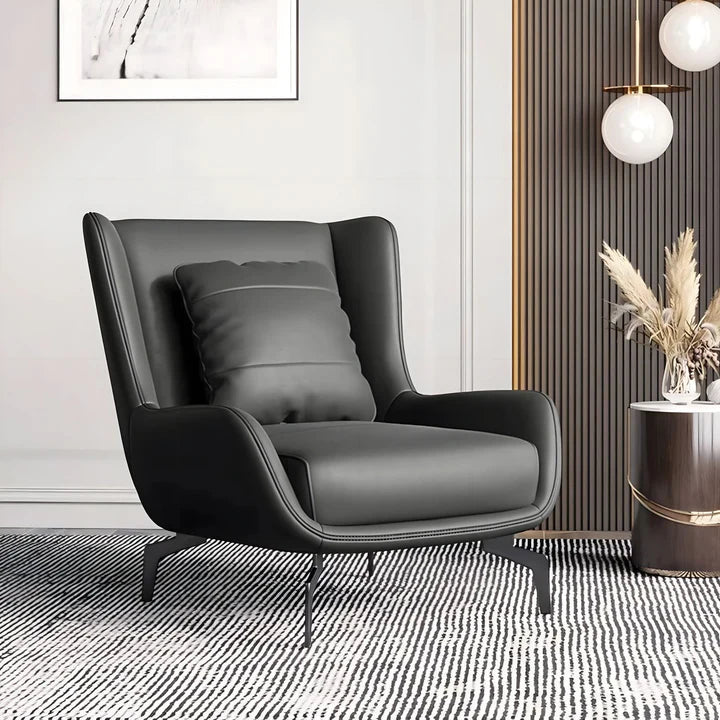 Verona Genuine Leather Lounge Chair, With Footrest