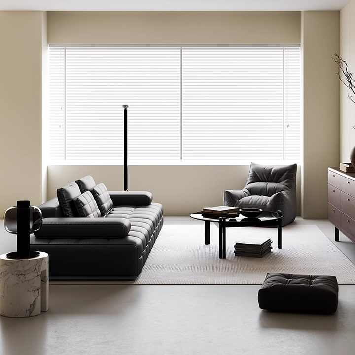 Cuddle Sofa Set | Modern Sectional Sofa Collection | Premium Black Leather Upholstery | Spacious L-Shape Design | Contemporary Living Room Furniture | Meeshan Furniture