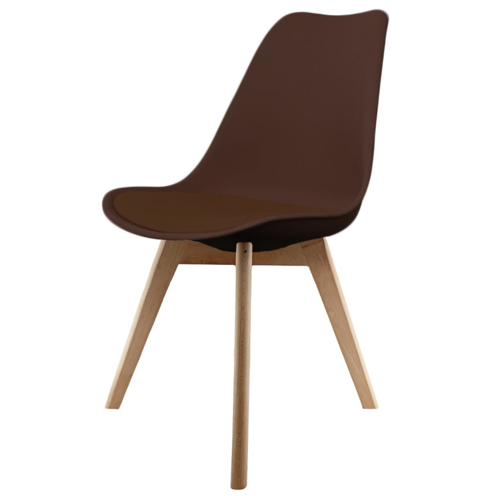 Tulip PU Padded Dining Chair with Wooden Legs
