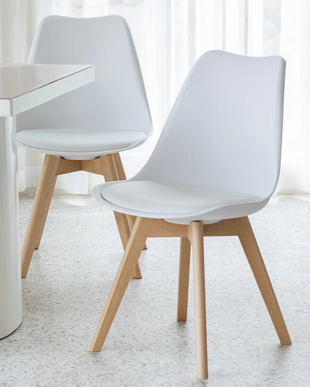 Tulip PU Padded Dining Chair with Wooden Legs