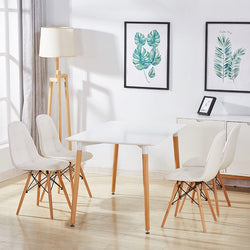 Lilly PU Leather Dining Set (White Colour Chairs & White Table Top)