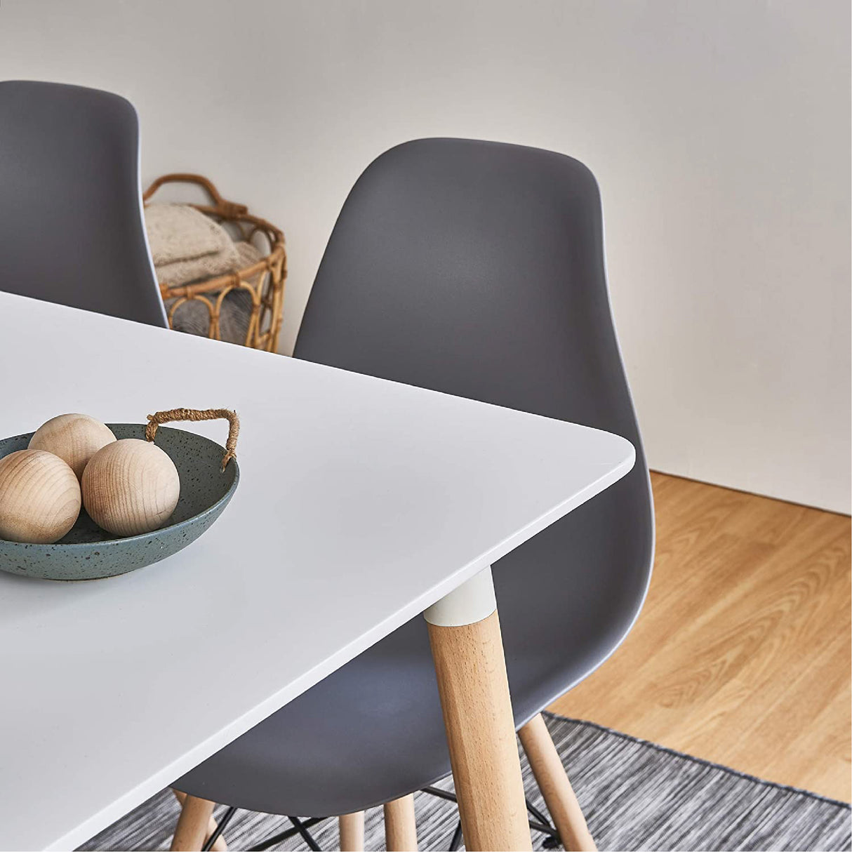 DWS 6 Chairs Rectangular Dining Table Set ( Grey Chairs & White Table Top )