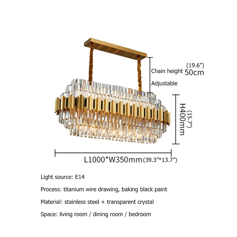 Chandelier Luxury Crystal - Diameter 40Inches / Luxury Warm Light