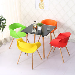 Stilvoll Dining Table Set ( Multi Colour Chairs & Black MDF Table Top)