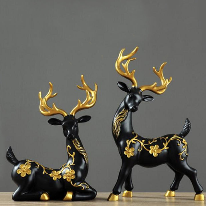 Black & Gold Deer Pair