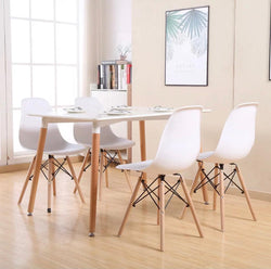 DWS 4 Chair Rectangular Dining Table Set ( White Chairs & White Table Top )