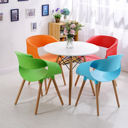 Stilvoll 4 Chairs Dining Set ( Multi Colour Chairs & White Table Top)