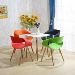 Stilvoll Dining Table Set ( Multi Colour Chairs & White Table Top)