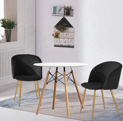 Mitzi Gold Black Dining Set ( Black Colour Chairs & White Table Top)