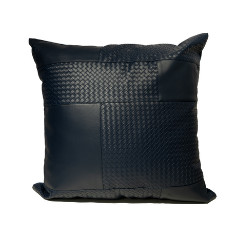 Black textured pillow on a white background