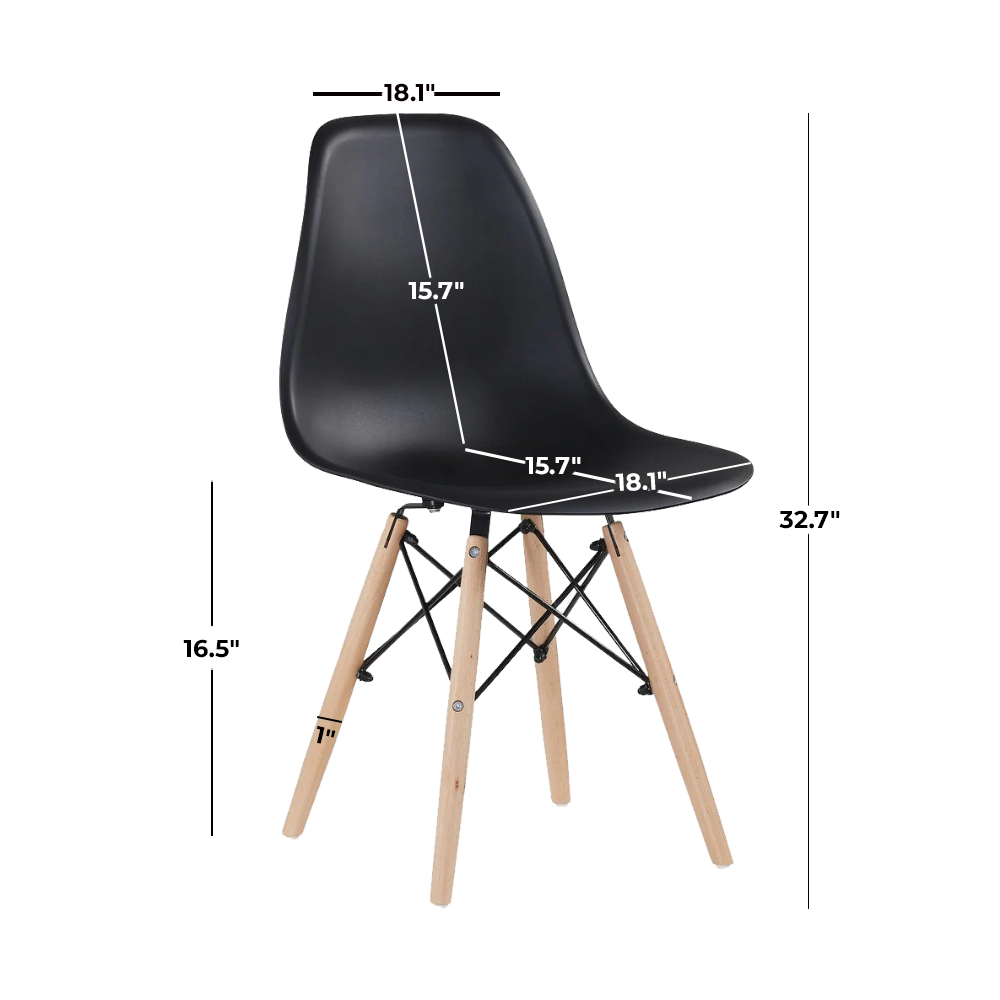 DWS Durable Plastic Cafe Dining Chair with Wooden Legs