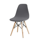 DWS Plastic Dining Chair with Wooden Legs - Modern Cafe Style Kitchen Chair, Ergonomic Seat, Easy Assembly - Black
