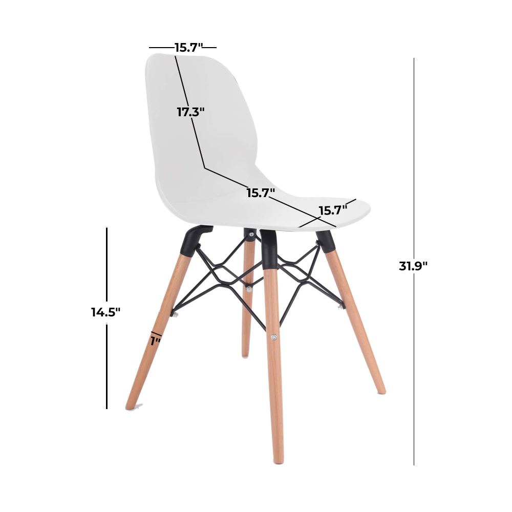 Dona Durable Plastic Kitchen Dining Chair With Wooden Legs