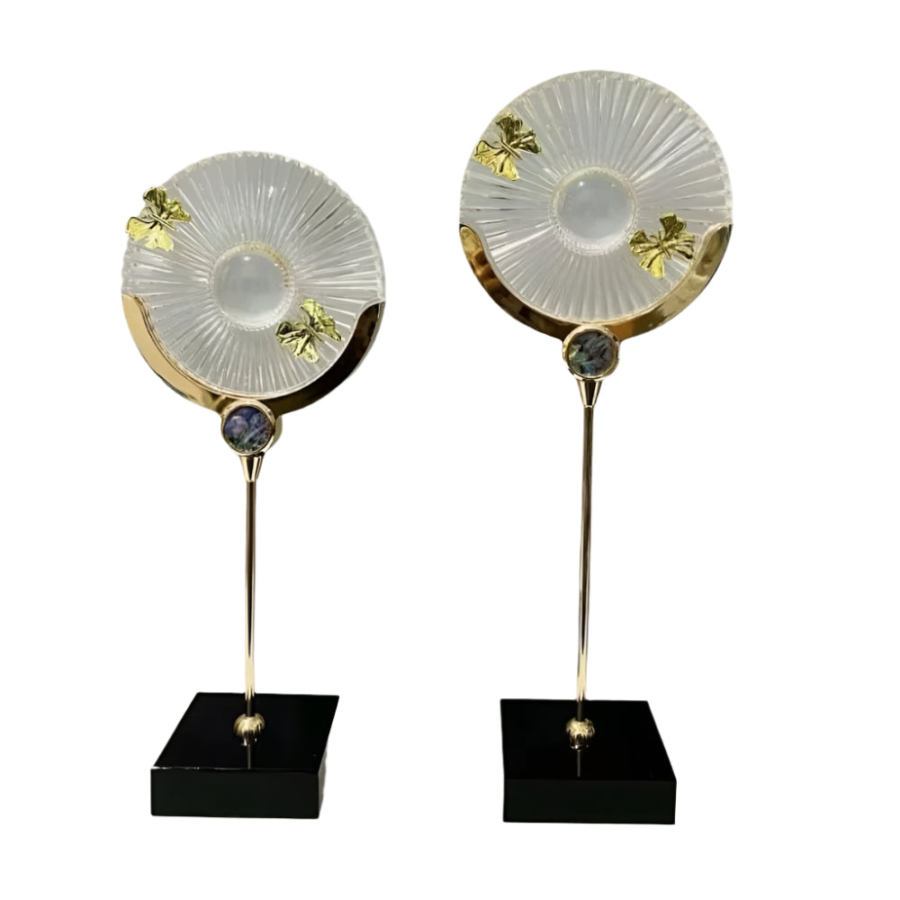 Crystal Plate With Gold Flower Decor