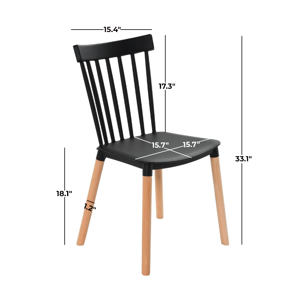 Eva Durable Plastic Dining Chair with Wooden Legs