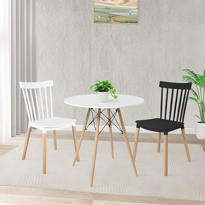 Eva Durable Plastic Dining Chair with Wooden Legs