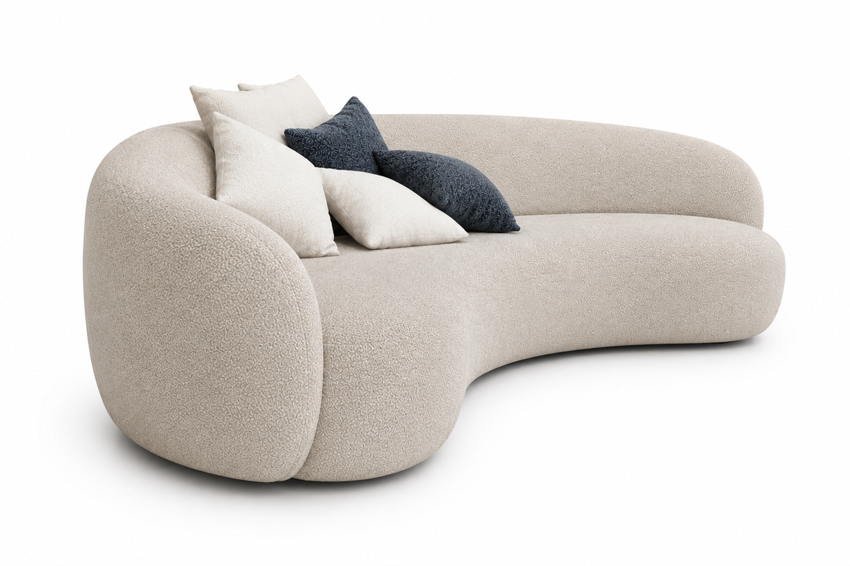 London Boucle Fabric C-Shape Sofa
