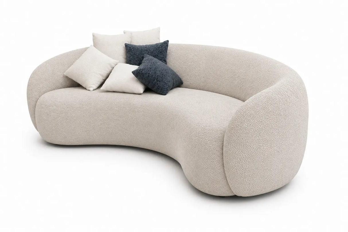 London Boucle Fabric C-Shape Sofa