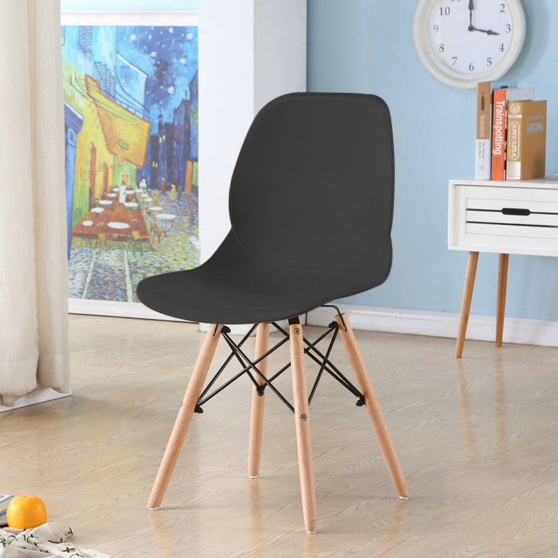 Dona Durable Plastic Kitchen Dining Chair With Wooden Legs